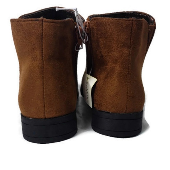 Ankle Booties Faux Vegan Suade Brown Boots Fashion - Picture 6 of 8